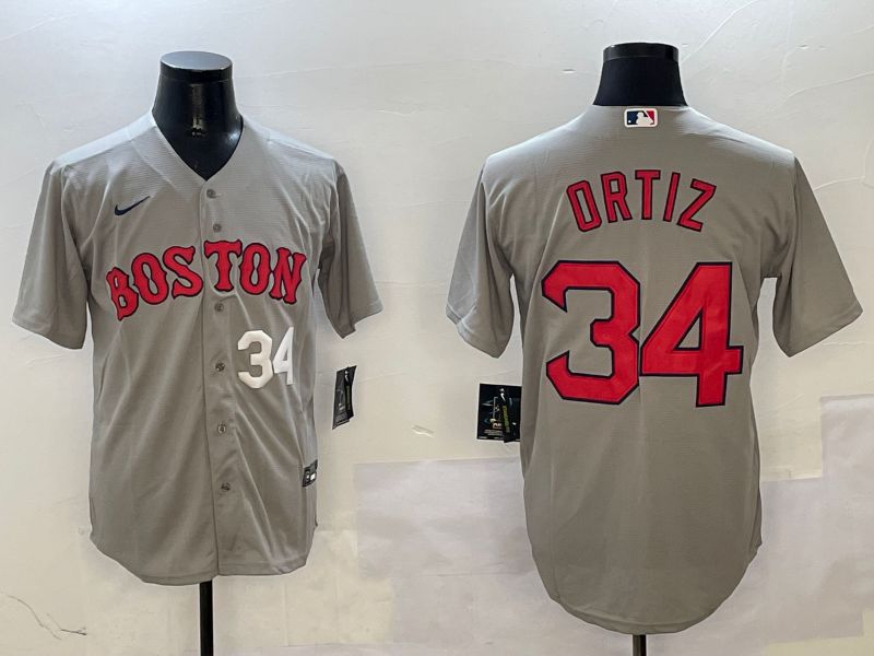 Men Boston Red Sox 34 Ortiz Grey Game 2025 Nike MLB Jersey style 5